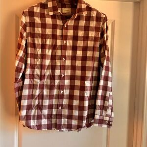 7 Diamonds Burgundy and White Checkered Shirt